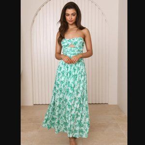 Hello Molly Picnic Frolicking Maxi Dress Green (Size Small)